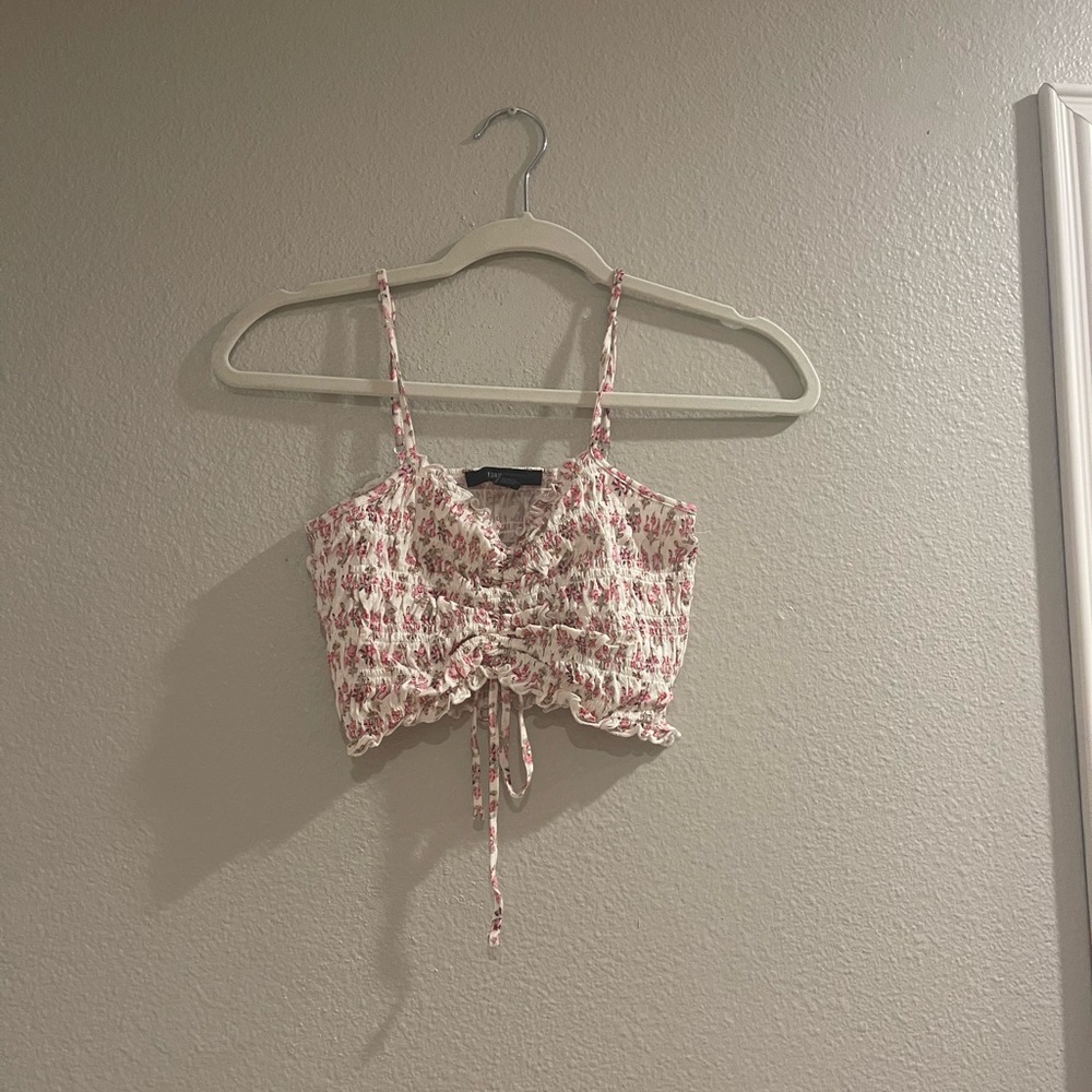 Pink Floral Cropped Top